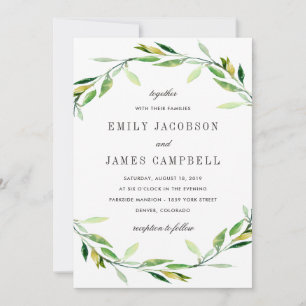 Faire-part de mariage de feuillage vert