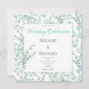 Faire-part de mariage de feuillage vert printemps