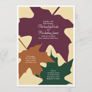 Faire-part de mariage de feuille d'automne -