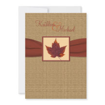 Faire-part de mariage de feuille d'automne