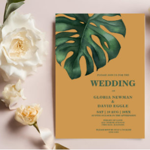 Faire-part de mariage de feuille de palme tropical