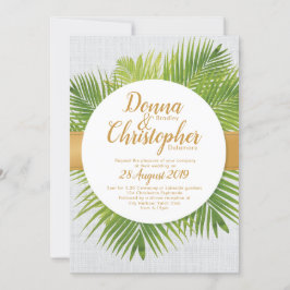 Faire-part de mariage de feuille de palme tropical