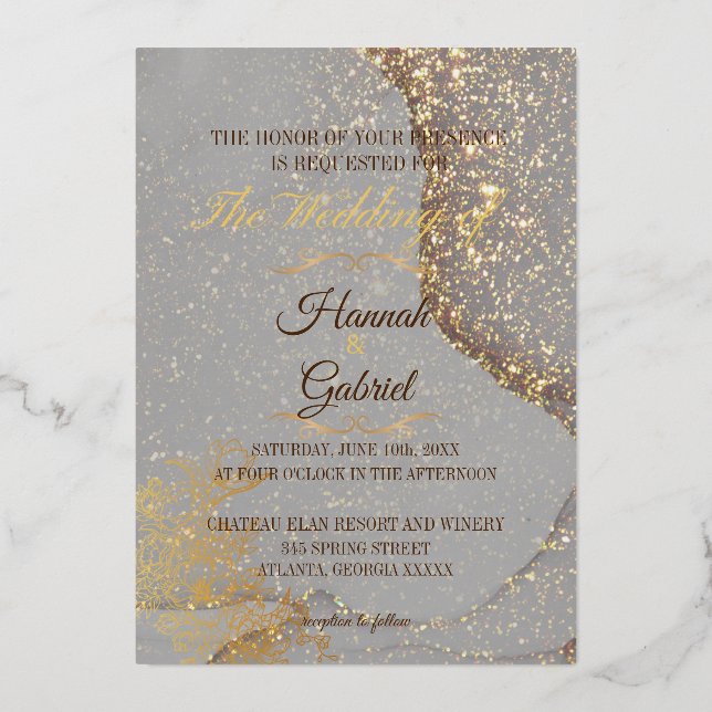 Faire-part de mariage de feuille de script JEWEL C (Recto)