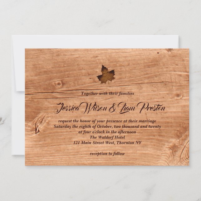 Faire-part de mariage de feuille d'érable de chute (Devant)