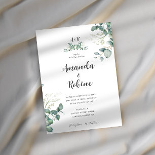 Faire-part de mariage de feuille d'eucalyptus mode