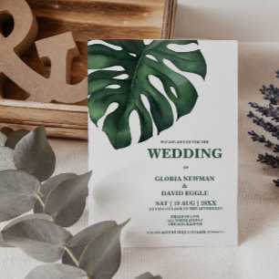 Faire-part de mariage de feuille tropicale Monster