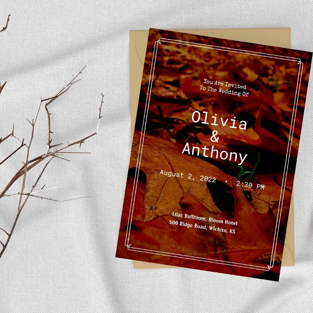 Faire-part de mariage de feuilles de chute rustiqu (Créateur téléchargé)