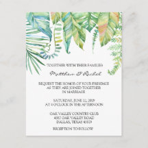 Faire-part de mariage de feuilles tropicales