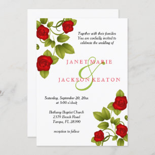 Faire-part de mariage de fleur de rose rouge