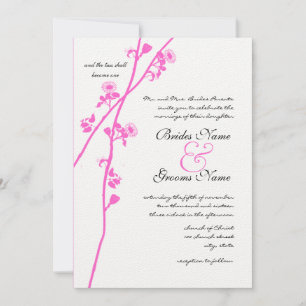 Faire-part de mariage de fleur rose sauvage