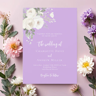 Faire-part de mariage de fleurs blanches de lavand