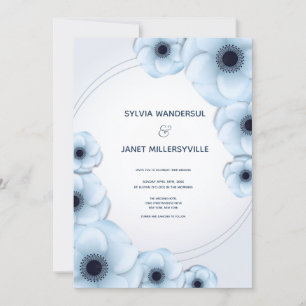 Faire-part de mariage de fleurs bleu clair