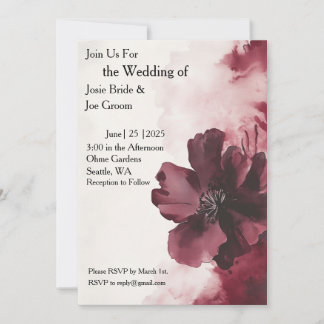 Faire-part de mariage de fleurs d'aquarelle violet