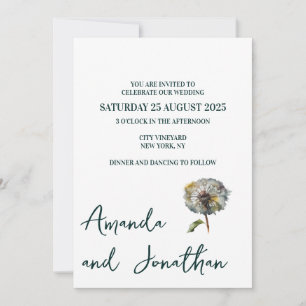 Faire-part de mariage de fleurs de champ minimalis