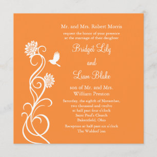 Faire-part de mariage de fleurs de Lotus (orange