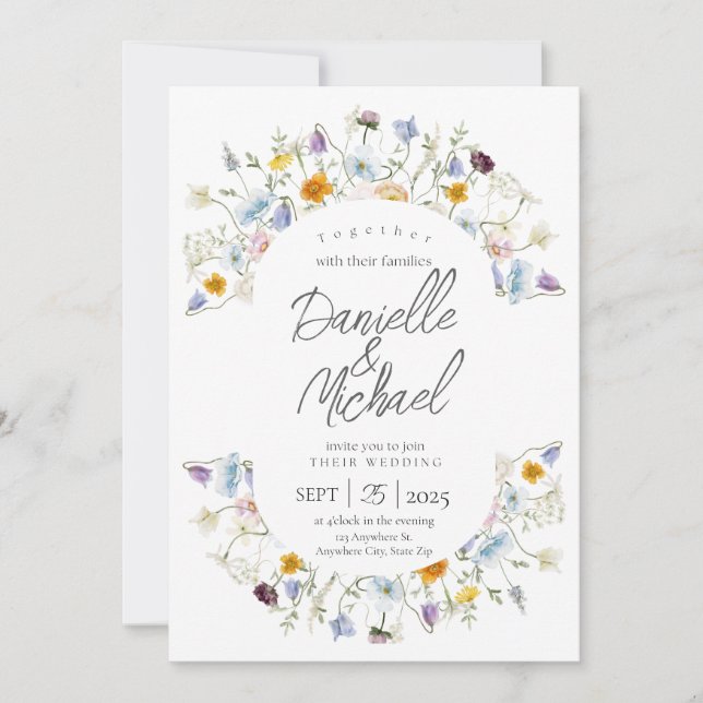Faire-part de mariage de fleurs délicates (Devant)