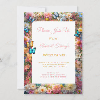 Faire-part de mariage de fleurs enchantées