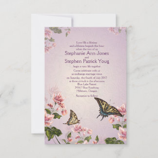 Faire-part de mariage de fleurs florales roses de 