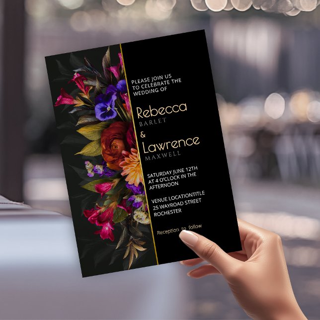 Faire-part de mariage de fleurs moody chic (Créateur téléchargé)