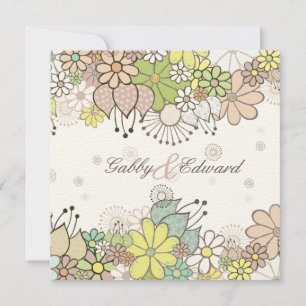 Faire-part de mariage de fleurs neutres douces