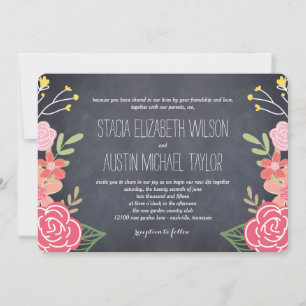 Faire-part de mariage de fleurs radiales - rose