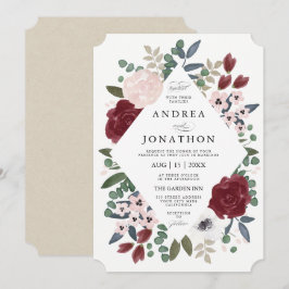 Faire-part de mariage de fleurs romantiques