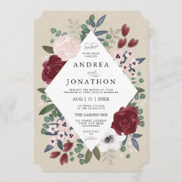 Faire-part de mariage de fleurs romantiques