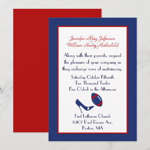 Faire-part de mariage de football rouge, blanc et 