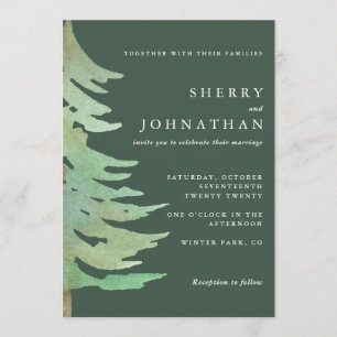 Faire-part de mariage de forêt d'aquarelle