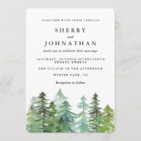 Faire-part de mariage de forêt d'aquarelle