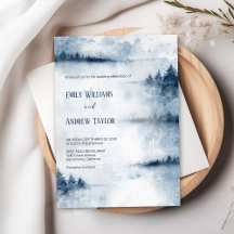 Faire-part de mariage de forêt de brouillard d'aqu