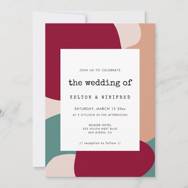 Faire-part de mariage de formes abstraites moderne (Devant)