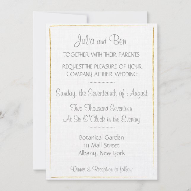 Faire-part de mariage de frontière Gold Foil (Devant)