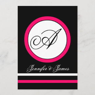 Faire-part de mariage de fuchsia, noir et blanc de