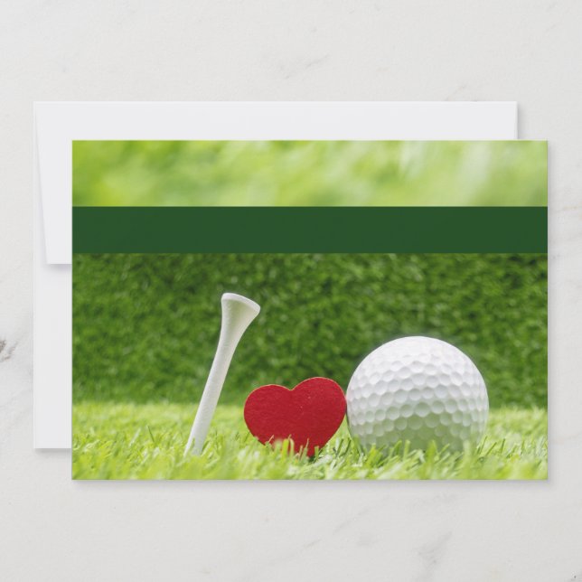 faire-part de mariage de golf avec amour et tee (Devant)