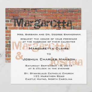 Faire-part de mariage de Graffiti en brique Vintag