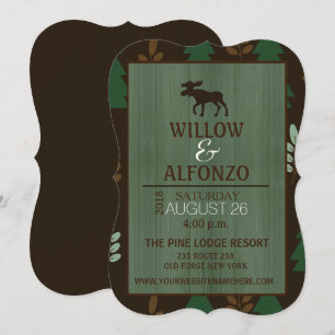 Faire-part de mariage de grain de bois d'orignal r