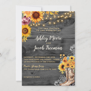 Faire-part de mariage de grange de bottes de tourn