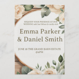 Faire-part de mariage de grange rustique avec guir