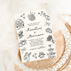 Faire-part de mariage de gribouillis à main