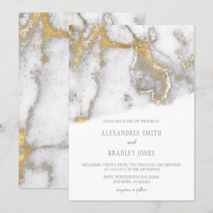 Faire-part de mariage   de gris marbré moderne et