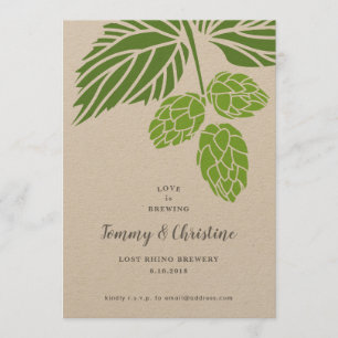 Faire-part de mariage de houblon de bière, douche