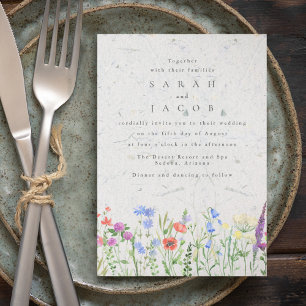 Faire-part de mariage de jardin bohème aux fleurs 