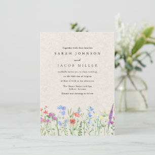 Faire-part de mariage de jardin bohème aux fleurs 