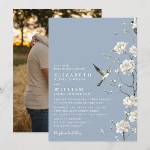 Faire-part de mariage de jardin floral chinoiserie