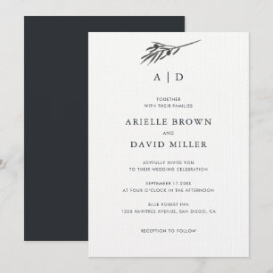Faire-part de mariage de la branche d'olivier rust