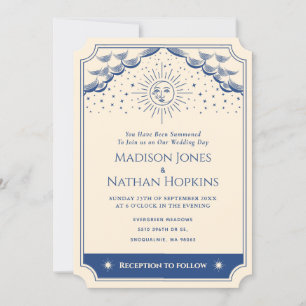 Faire-part de mariage de la carte Tarot Blue Sun e