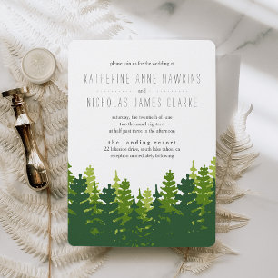 Faire-part de mariage de la forêt de pins rustique