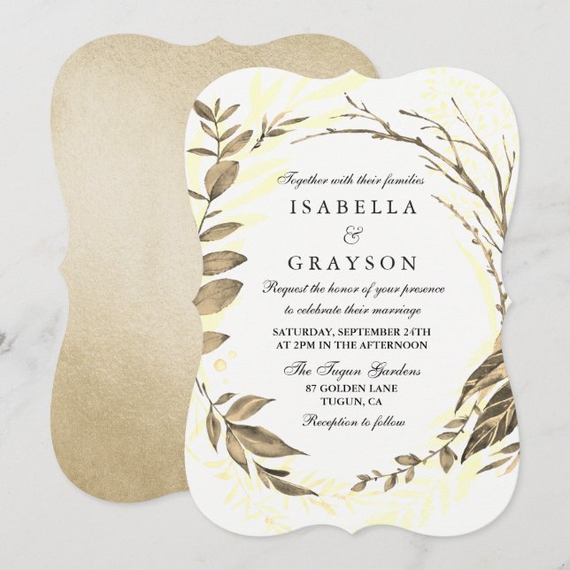 Faire-part de mariage de la forêt d'or (Devant / Derrière)