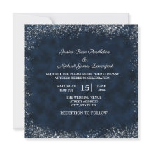 Faire-part de mariage de la marine Blue White Star